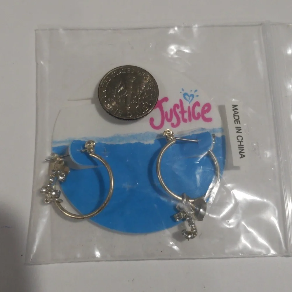 Justice Silver-tone Hoop Earrings Sparkling 